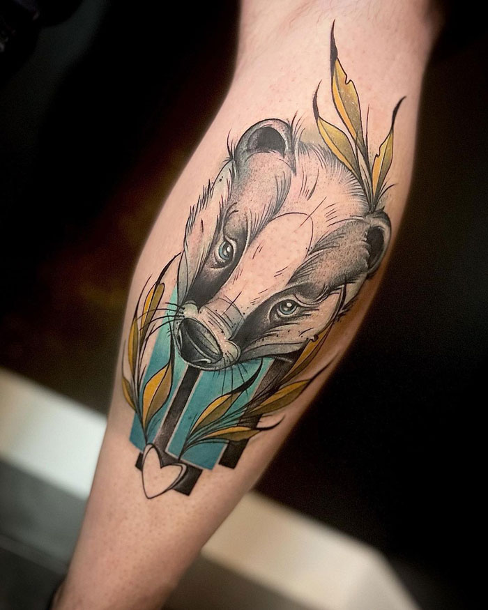 Badger calf tattoo