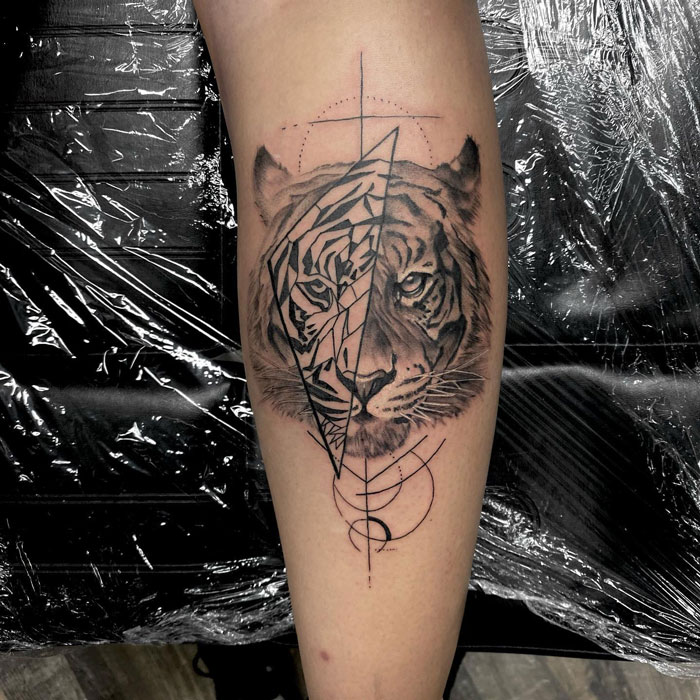 Tiger calf tattoo