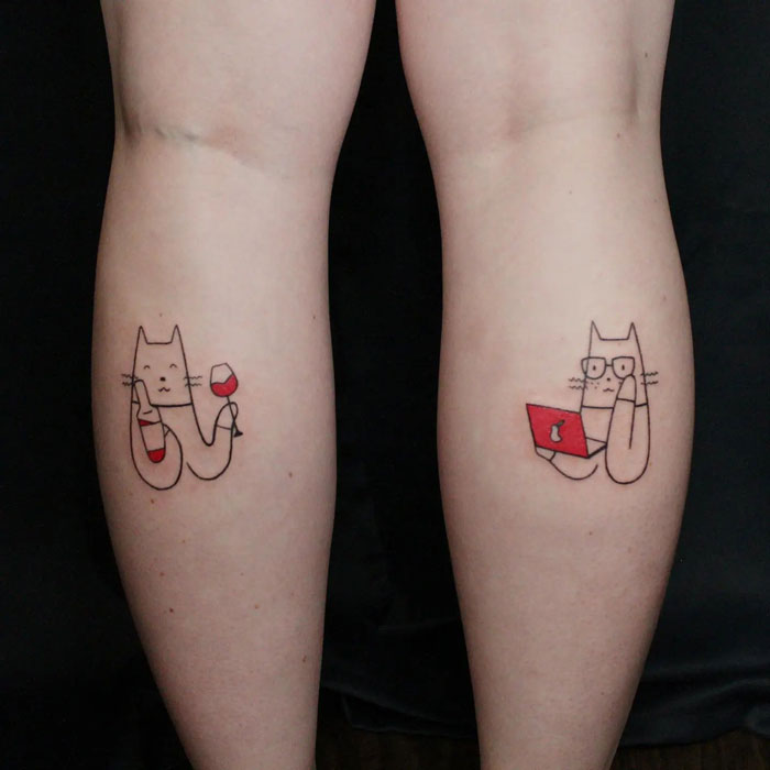 Minimalistic cats on calf