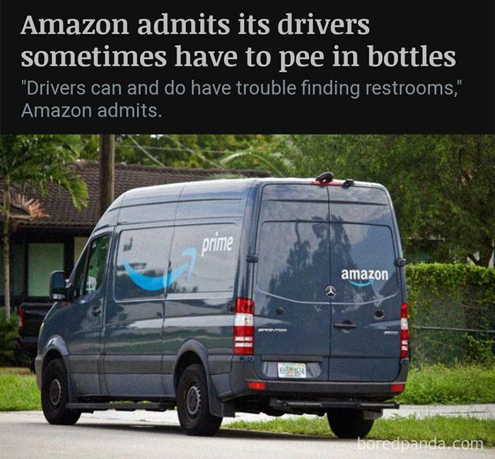 Amazon Admits Its Drivers Sometimes Have To Pee In Bottles