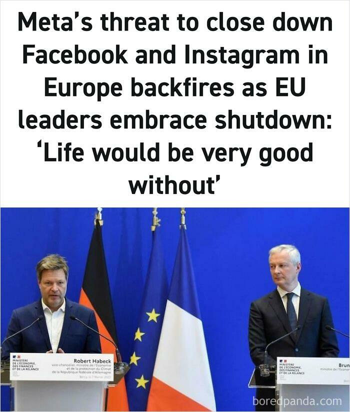 Meta's Threat To Close Down Facebook And Instagram In Europe Backfires As Eu Leaders Embrace Shutdown: 'Life Would Be Very Good Without'