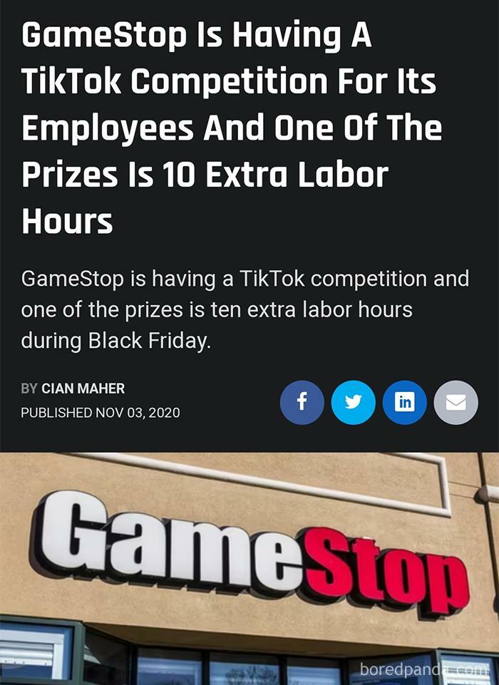 Gamestop Is Having A Tiktok Competition For Its Employees And One Of The Prizes Is 10 Extra Labor Hours