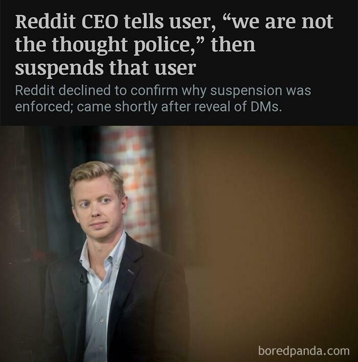 Reddit CEO Tells User, “We Are Not The Thought Police,” Then Suspends That User