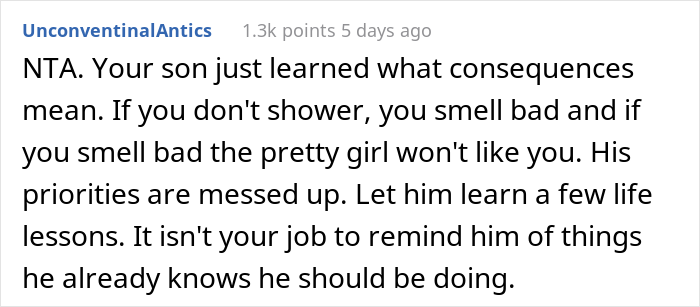 Mom Has Enough Of Her Son Forgetting To Shower And Just Stops Reminding Him, Asks If She Was A Jerk After He Got Humiliated