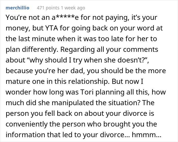 Dad Asks If He's A Jerk For Teaching Daughter A Lesson Of Respect To His New Wife And Kid By Refusing To Pay For Her College Dad Asks If He's A Jerk For Teaching Daughter A Lesson Of Respect To His New Wife And Kid By Refusing To Pay For Her College