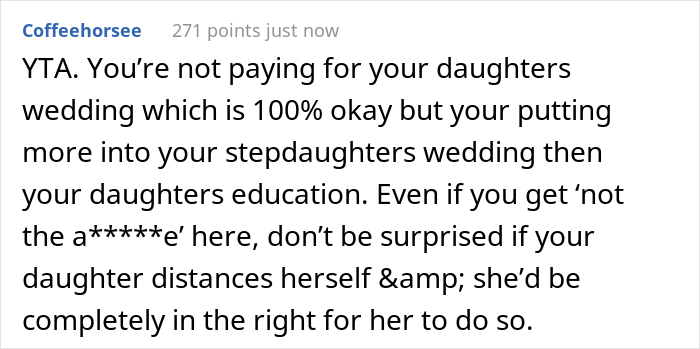 Dad Let His Daughter Know He Won’t Be Paying For Her Wedding And Refuses To Help Her Further With Student Debt, But Contributes To Stepdaughter’s Wedding