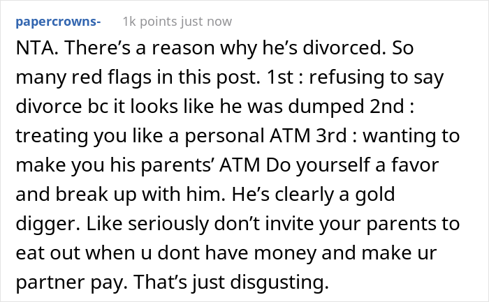 Woman Slammed For Walking Out On Boyfriend And His Parents After She Refused To Finance Their Restaurant Meals Woman Slammed For Walking Out On Boyfriend And His Parents After She Refused To Finance Their Restaurant Meals