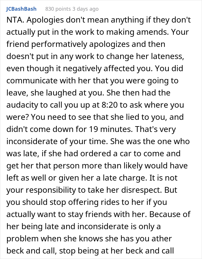 ‘Chronically Late’ Woman Has An Important Appointment, Her Friend Who Was Supposed To Get Her There Leaves When She’s Late