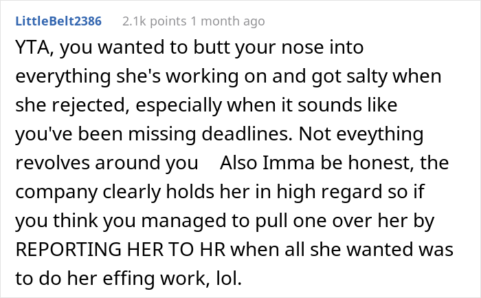 26 Y.O. Woman Reports Her Coworker To HR For Creating "An Overly Hostile Work Environment," Folks Online Call Her The Jerk 26 Y.O. Woman Reports Her Coworker To HR For Creating "An Overly Hostile Work Environment," Folks Online Call Her The Jerk