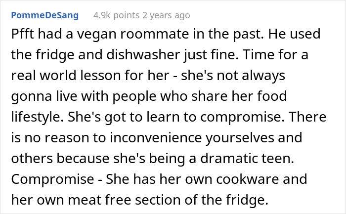 Vegan Teen Expects Everyone To Accommodate Her New Diet And Stop Eating Meat At Home, Dad Disagrees Vegan Teen Expects Everyone To Accommodate Her New Diet And Stop Eating Meat At Home, Dad Disagrees