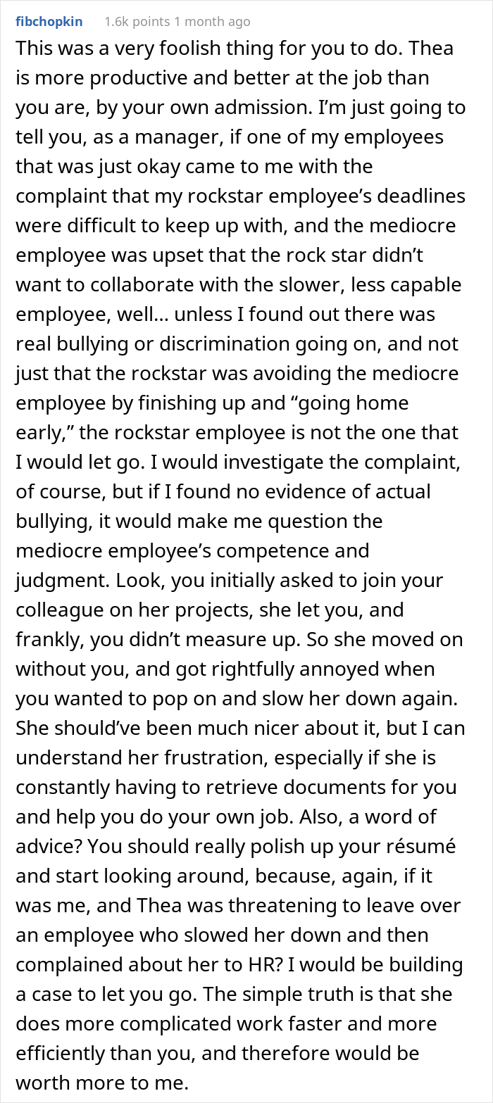 26 Y.O. Woman Reports Her Coworker To HR For Creating "An Overly Hostile Work Environment," Folks Online Call Her The Jerk 26 Y.O. Woman Reports Her Coworker To HR For Creating "An Overly Hostile Work Environment," Folks Online Call Her The Jerk