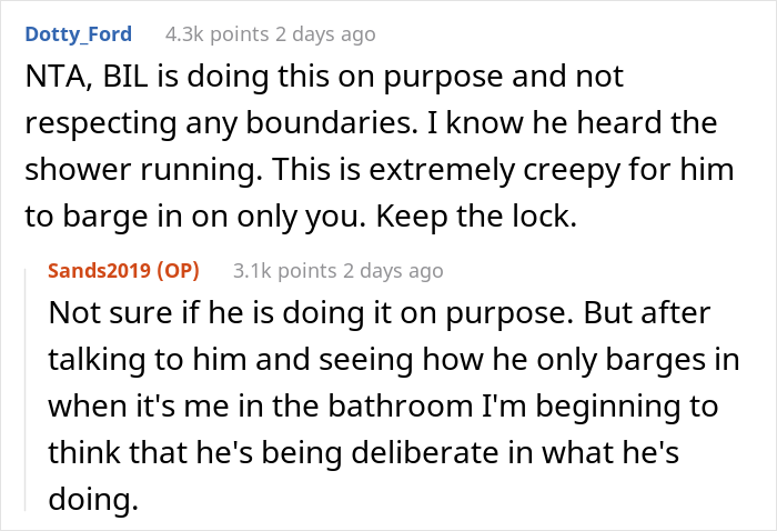 Creepy Man Keeps Walking In On His Sister-In-Law In The Bathroom, Family Drama Ensues Creepy Man Keeps Walking In On His Sister-In-Law In The Bathroom, Family Drama Ensues
