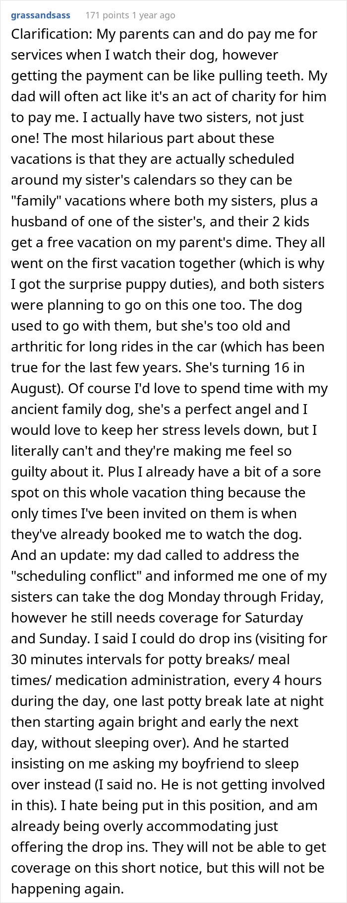 Woman Refuses To Let Down A Client Who Booked A Year In Advance Just So Parents Can Go On A Dog-Free Trip, Gets Called A Jerk Woman Refuses To Let Down A Client Who Booked A Year In Advance Just So Parents Can Go On A Dog-Free Trip, Gets Called A Jerk