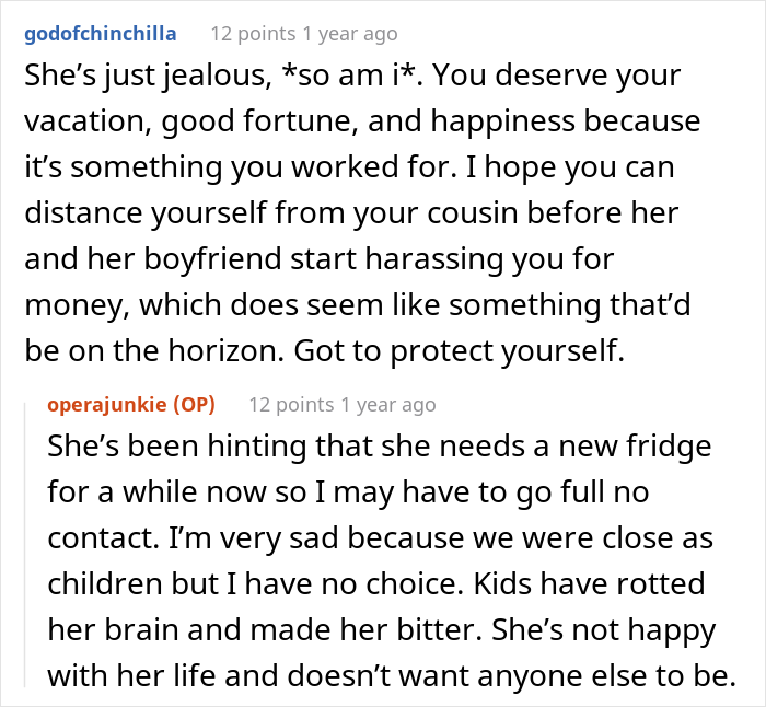 Mother Freaks Out After Finding Out How Much Her Childfree Cousin Spent On A Vacation, Calls Her 'Disgusting' Mother Freaks Out After Finding Out How Much Her Childfree Cousin Spent On A Vacation, Calls Her 'Disgusting'