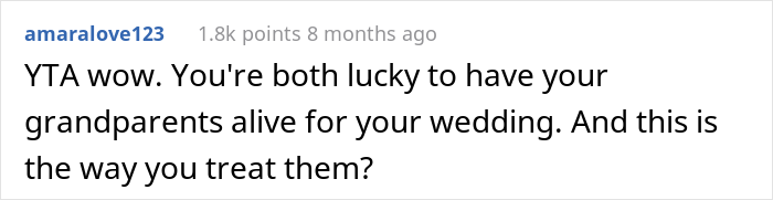 “Am I The Jerk For Not Wanting Old People At My Wedding?”