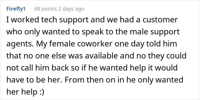 Sexist Customer Demands Female Employee Get "One Of The Boys'', They Maliciously Comply