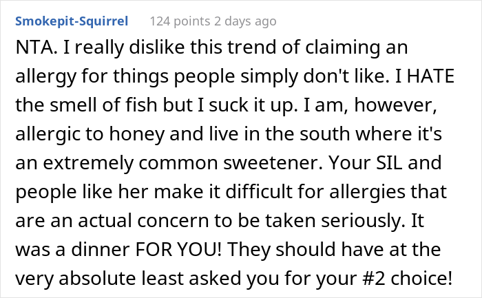 “AITA For Leaving After I Found Out My SIL Was Lying About Her Food Allergy?”