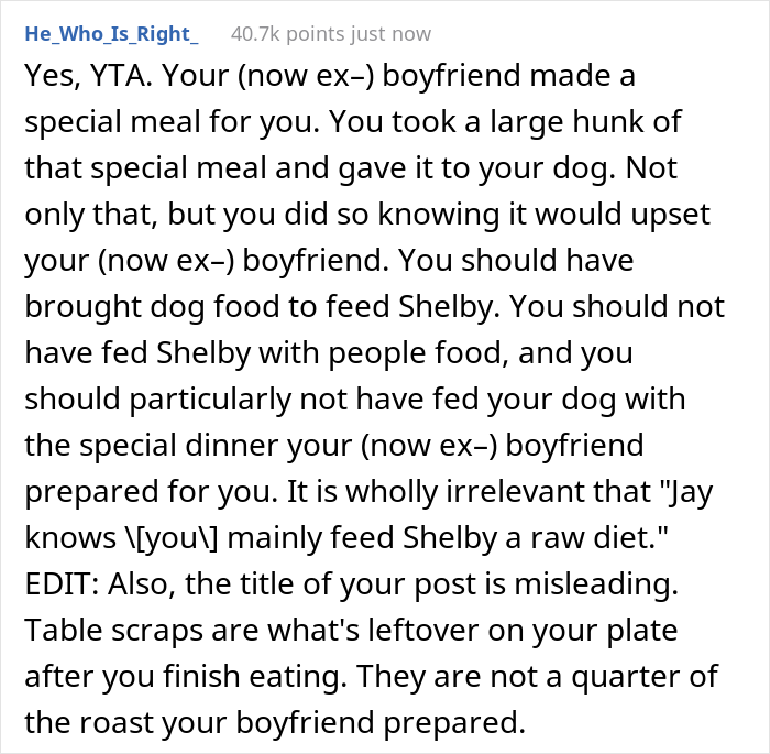 Guy Prepares Dinner For His Girlfriend, Gets Mad When She Decides To Feed Her Dog The Leftovers And Asks Her To Leave