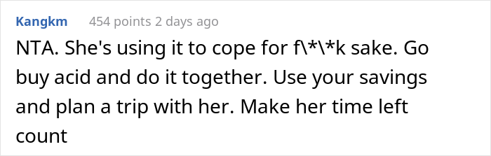 Mom Doesn’t Want Her 16 Y.O. Daughter To Drink And Smoke, But Dad Allows Her Because She's Terminally Ill Mom Doesn’t Want Her 16 Y.O. Daughter To Drink And Smoke, But Dad Allows Her Because She's Terminally Ill