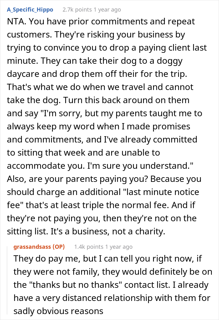 Woman Refuses To Let Down A Client Who Booked A Year In Advance Just So Parents Can Go On A Dog-Free Trip, Gets Called A Jerk Woman Refuses To Let Down A Client Who Booked A Year In Advance Just So Parents Can Go On A Dog-Free Trip, Gets Called A Jerk