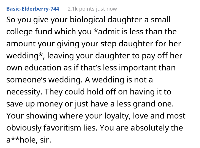 Dad Let His Daughter Know He Won’t Be Paying For Her Wedding And Refuses To Help Her Further With Student Debt, But Contributes To Stepdaughter’s Wedding