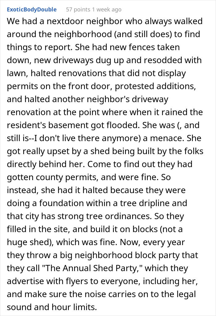 Woman Is Upset That Neighbors’ Shed Is Too Big, Calls Inspector, Regrets It When They Maliciously Comply