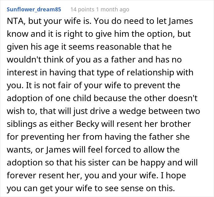 Wife Is Furious After Husband Says He Only Wants To Adopt One Of Her Two Children, But The Internet Supports Him Wife Is Furious After Husband Says He Only Wants To Adopt One Of Her Two Children, But The Internet Supports Him
