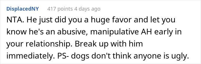 Woman Storms Out From A Dinner With Boyfriend After He Claims His Dog Thinks She's Ugly Woman Storms Out From A Dinner With Boyfriend After He Claims His Dog Thinks She's Ugly