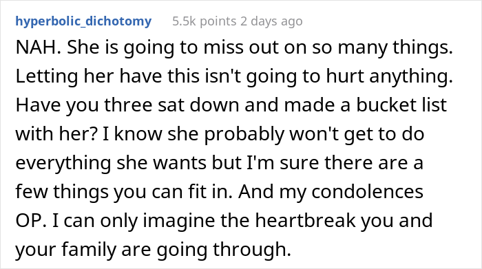 Mom Doesn’t Want Her 16 Y.O. Daughter To Drink And Smoke, But Dad Allows Her Because She's Terminally Ill Mom Doesn’t Want Her 16 Y.O. Daughter To Drink And Smoke, But Dad Allows Her Because She's Terminally Ill
