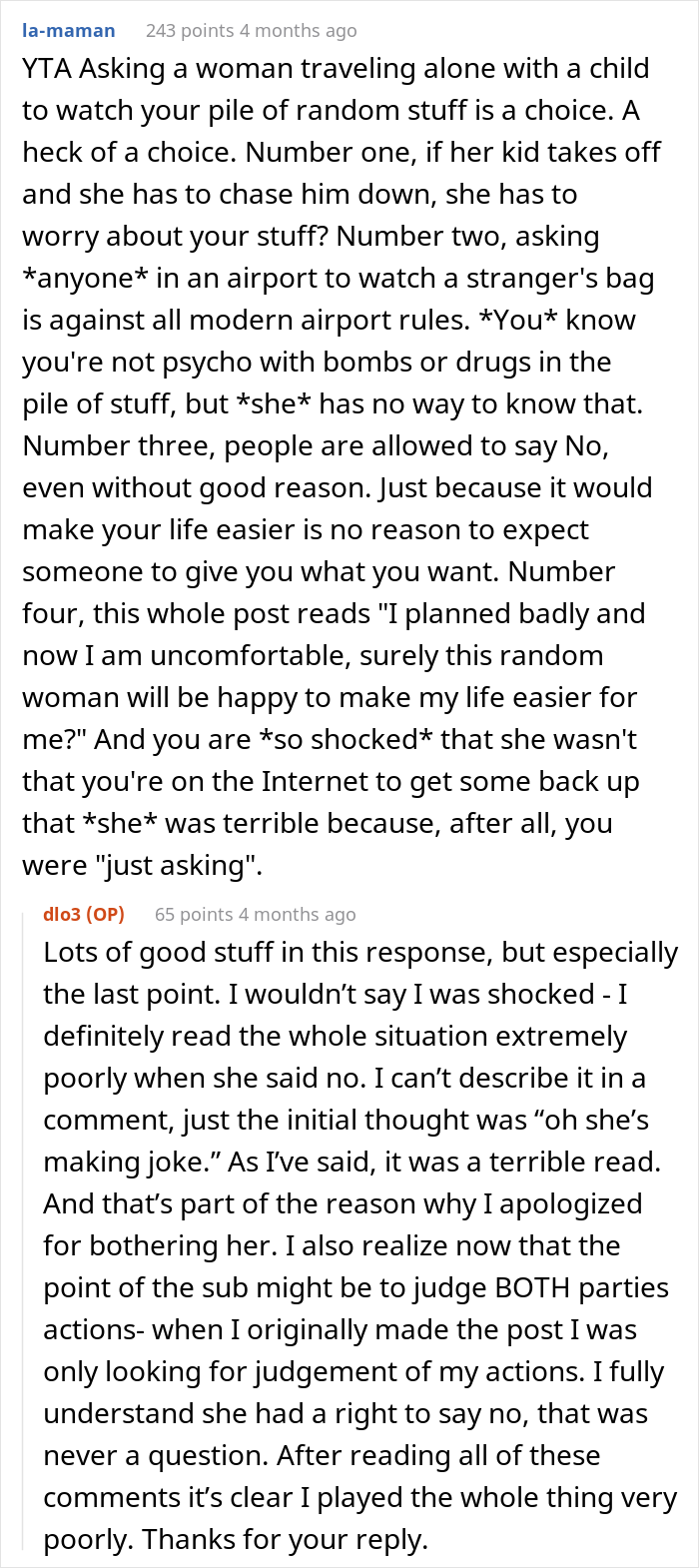 Man Is Puzzled That A Woman Turned Down His Request To Watch His Belongings At The Airport While He Uses The Restroom Man Is Puzzled That A Woman Turned Down His Request To Watch His Belongings At The Airport While He Uses The Restroom