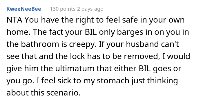Creepy Man Keeps Walking In On His Sister-In-Law In The Bathroom, Family Drama Ensues Creepy Man Keeps Walking In On His Sister-In-Law In The Bathroom, Family Drama Ensues