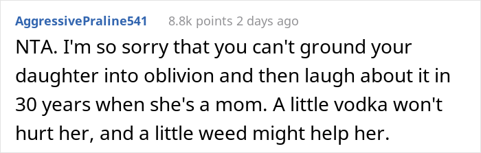 Mom Doesn’t Want Her 16 Y.O. Daughter To Drink And Smoke, But Dad Allows Her Because She's Terminally Ill Mom Doesn’t Want Her 16 Y.O. Daughter To Drink And Smoke, But Dad Allows Her Because She's Terminally Ill