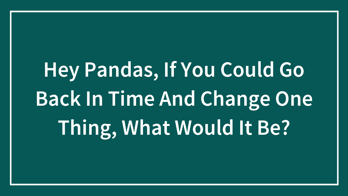 Hey Pandas, If You Could Go Back In Time And Change One Thing, What Would It Be?