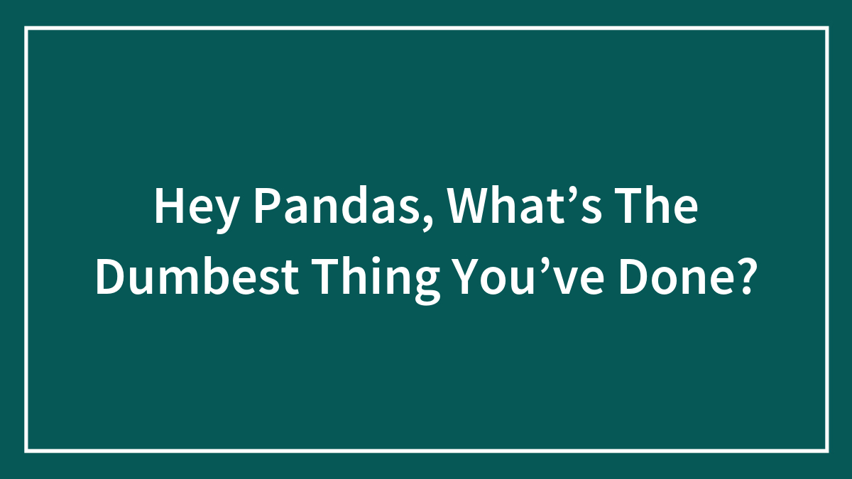 Hey Pandas, What’s The Dumbest Thing You’ve Done? (Closed)