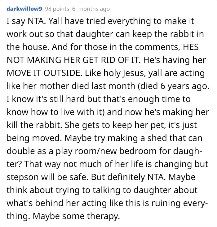 “Am I The Jerk For Making My Daughter Move Her Pet Rabbit Outside Due To My Stepson’s Allergies?” “Am I The Jerk For Making My Daughter Move Her Pet Rabbit Outside Due To My Stepson’s Allergies?”