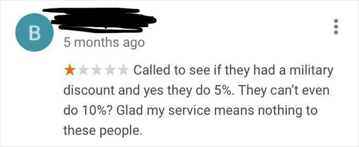 They Give Me A Discount But I Wanted More, One Star Rating