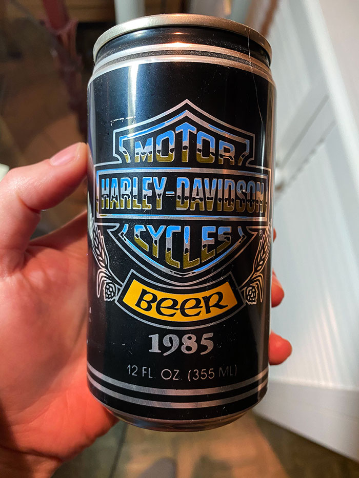 I Found This 1985 Harley-Davidson Beer Can In My Grandpa’s Office. It’s Still Full And Unopened