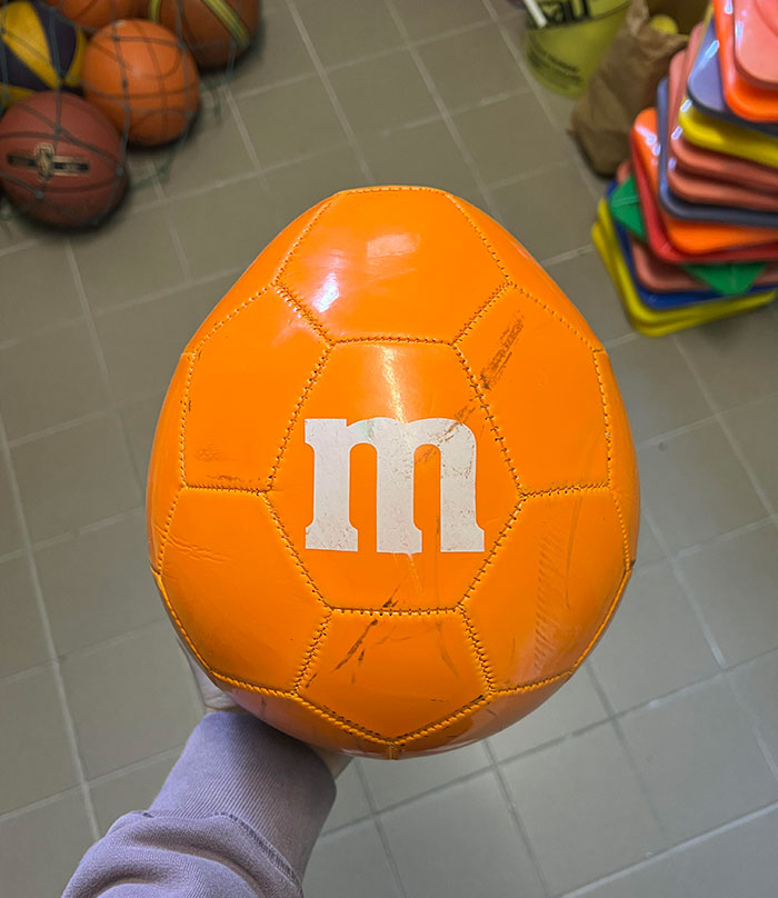 My School Has An M&M Branded Ball In The Shape Of An M&M