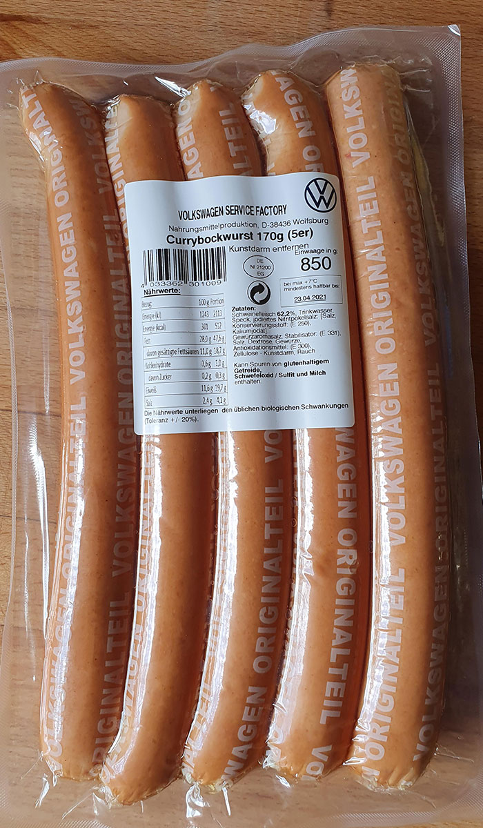 Volkswagen (VW) Is The Largest Producer Of A Particular Type Of Sausage (Currywurst) In Germany