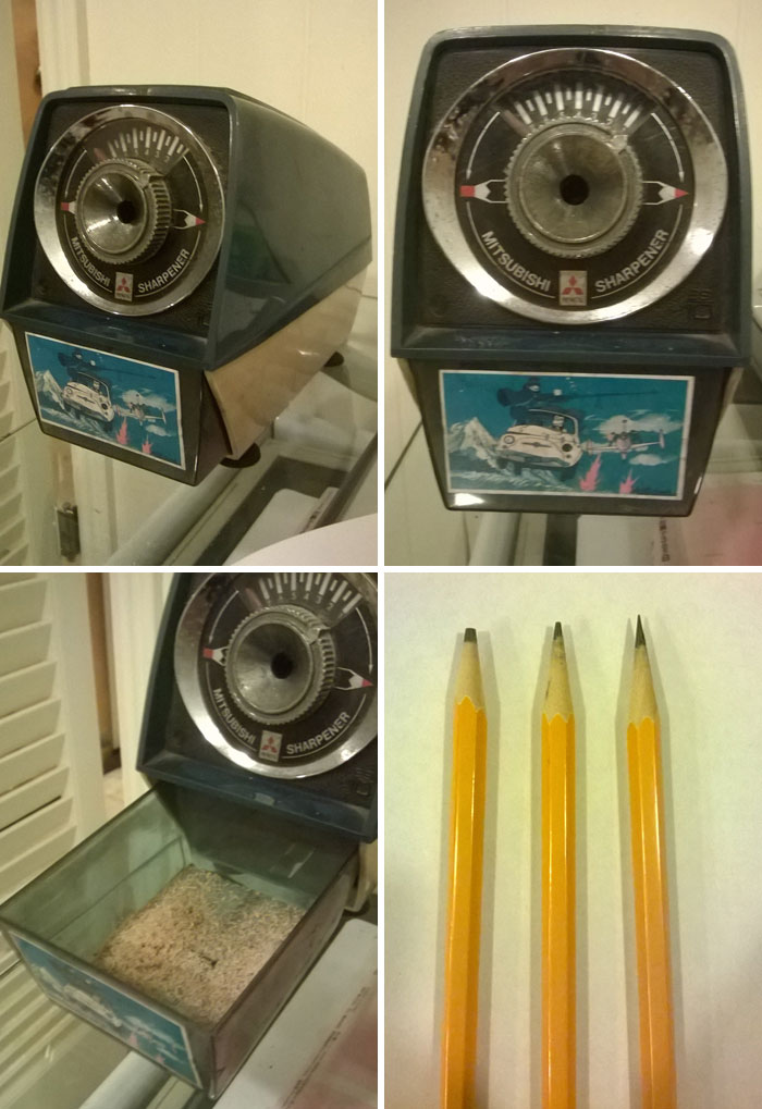My Dad Owns A Working 40-Year-Old Mitsubishi Sharpener And You Can Adjust The Sharpness Of A Pencil