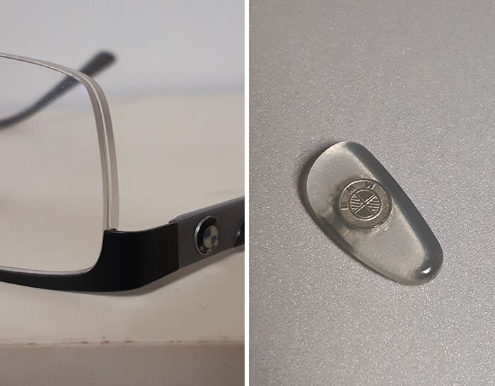 The Nose Piece On My BMW Glasses Popped Off, Revealing A Smaller BMW Logo