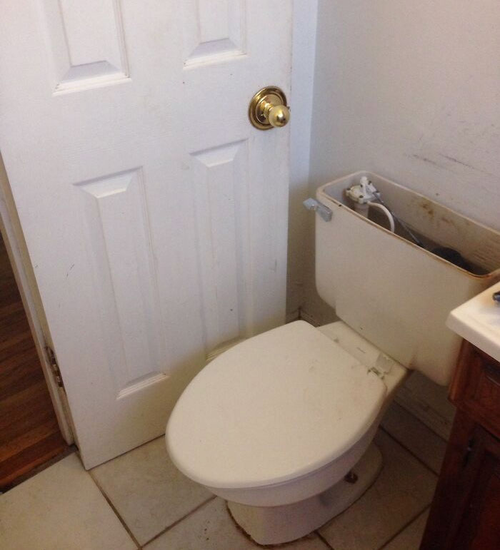 Fixing A Toilet Leak. Installed The Toilet And Forgot About The Door. I'm An Idiot