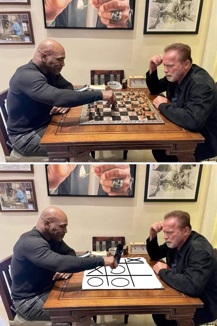 Mike Tyson And Arnold Schwarzenegger Playing Chess