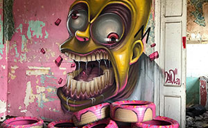 Artist From Barcelona Paints Creepy Graffiti Of Popular Pop-Culture Characters In Abandoned Buildings (70 Pics)