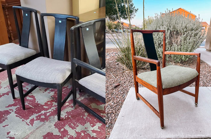 Found These Chairs For 12$ Each, Stripped Most Of The Black (The Center Was Veneer And Was Scared I Might End Up Messing It Up) I Think They Are Denmark Mcm