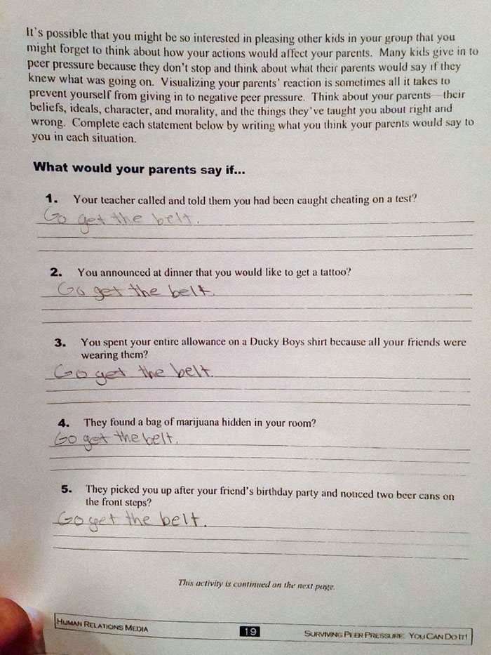 My Younger Brother's Answers For His Health Assignment