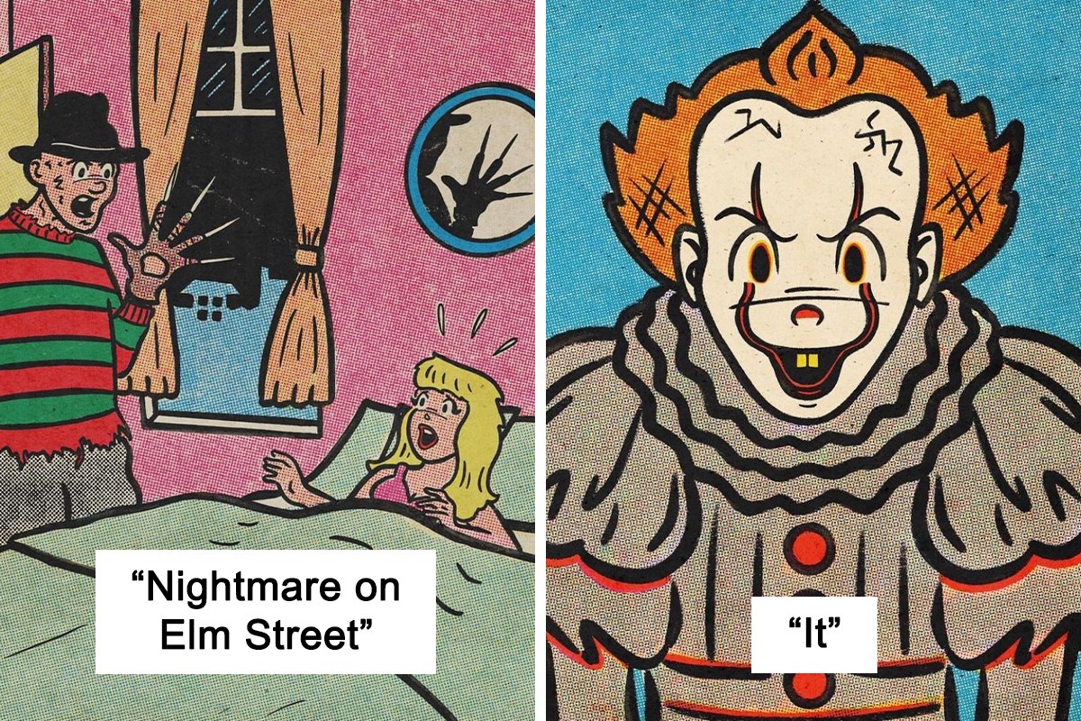 I Illustrated Well-Known Horror Movies As Vintage Cartoons (21 Pics) |  Bored Panda