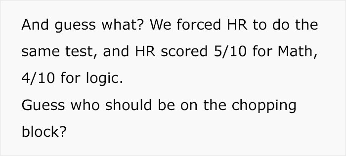 HR Makes Employees Take A Skill Test Designed For New Hires, They Maliciously Comply, HR Ends Up Scoring The Lowest HR Makes Employees Take A Skill Test Designed For New Hires, They Maliciously Comply, HR Ends Up Scoring The Lowest
