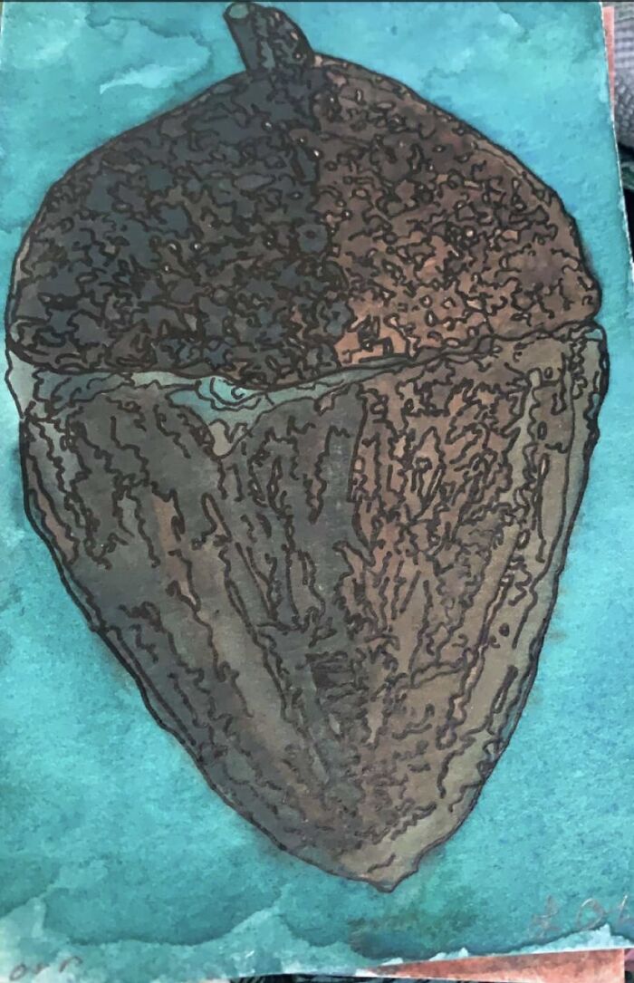 A Watercolor & Pen Acorn