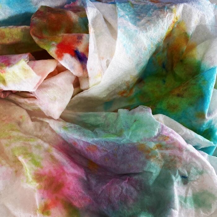 Paper Towel After Coloring Easter Eggs